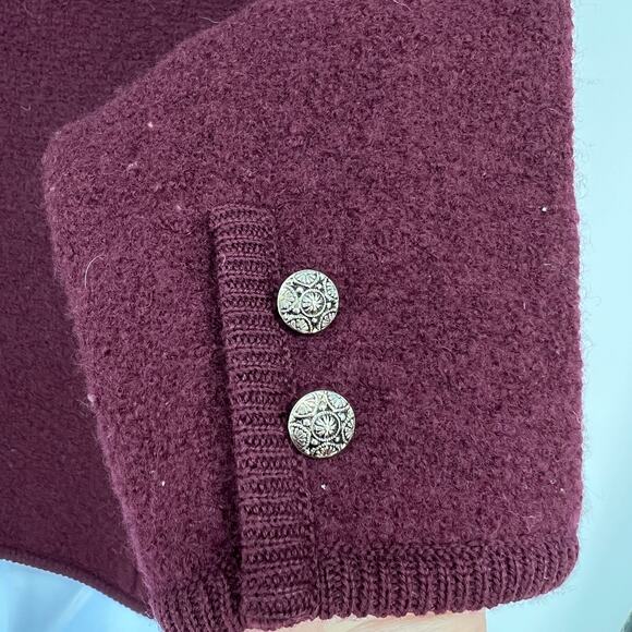 Vintage Jos. A. Bank Clothiers Womens Virgin Wool Burgundy Short Blazer Size 14 - Picture 4 of 9